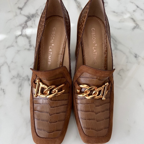 Gibson Latimer Ritah Camel Suede Leather Heeled Loafer - Picture 2 of 6